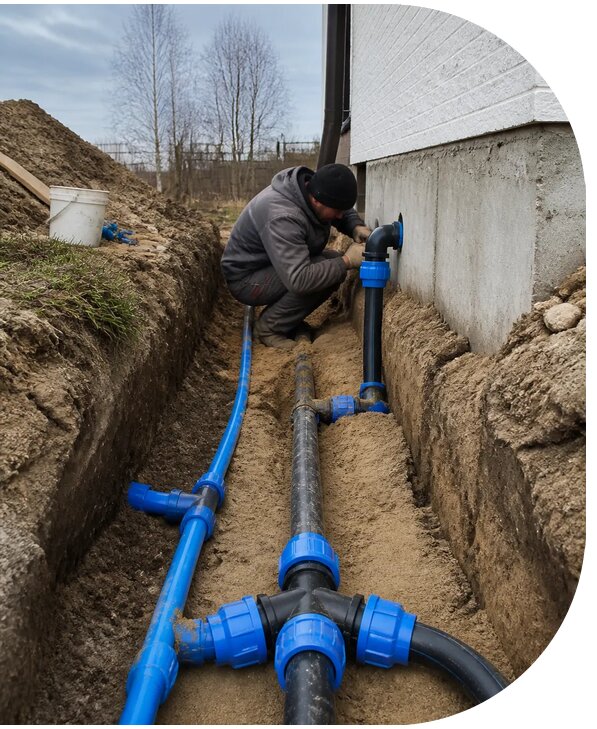 Монтаж наружного водопровода на участке под ключ в Белгороде